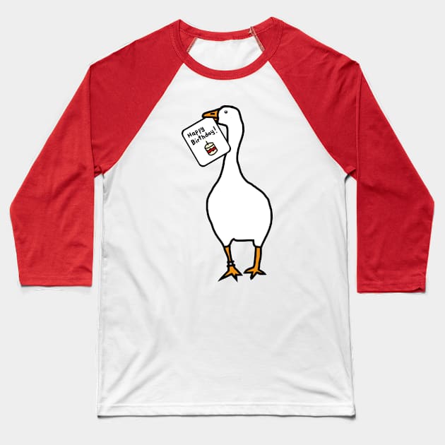 Animals Birthday Greetings Gaming Goose says Happy Birthday Baseball T-Shirt by ellenhenryart